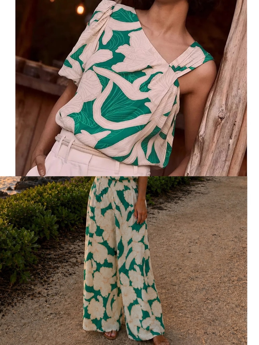 Mint Velvet Two-Piece Floral Set in Cream & Green size L and US 10 - Picture 2 of 15